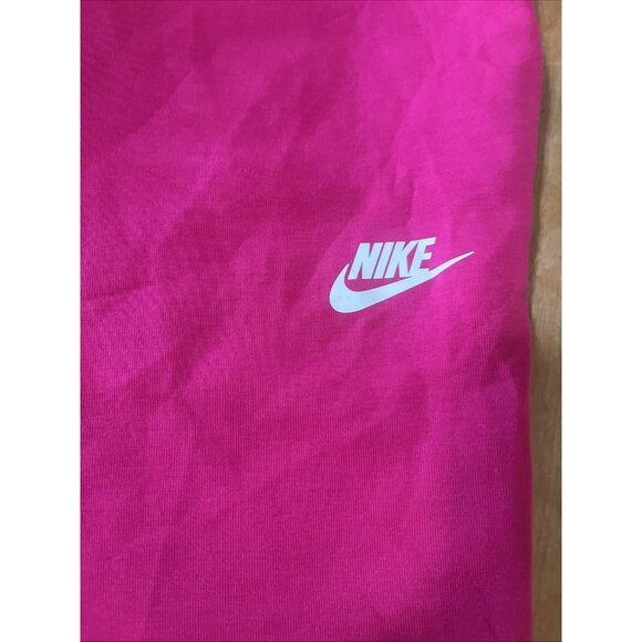 NWOT NIKE SIZE L MENS TECH Bright PINK SHORTS Zipper & Slash Pockets White Logo - Picture 2 of 11